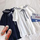 Sailor-collar Loose-fit Short-sleeve Dress