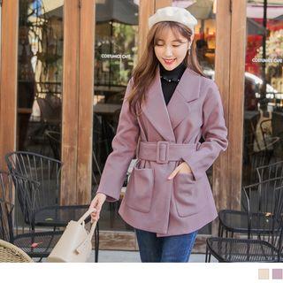 Waist Belt Plain Blazer