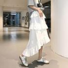 Chiffon A-line Midi Tiered Skirt