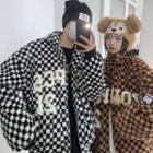 Checkerboard Lettering Padded Coat