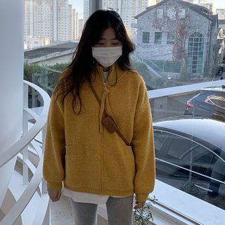Long-sleeve Faux Fur Zipped Jacket Yellow - One Size