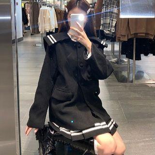 Striped Sailor Coat / Mini Pleated Skirt