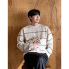 Round-neck Stripe Rib-knit Sweater