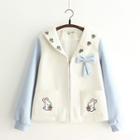 Bow-tied Embroidery Zip Jacket