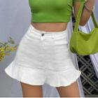 High Waist Ruffle Hem Mini Skirt