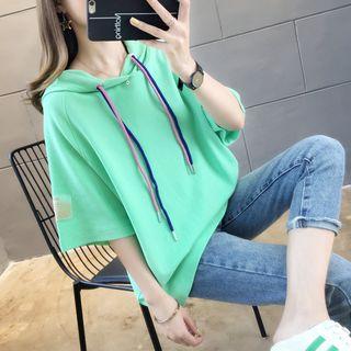 Hooded Elbow-sleeve Sweatshirt