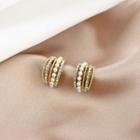 Rhinestone Faux Pearl Layered Earring E2565 - 1 Pair - Gold & Silver - One Size