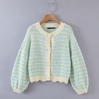 Striped Cardigan / Cropped Knit Camisole Top / Hot Pants
