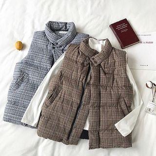 Plaid Fleece Sleeveless Jacket