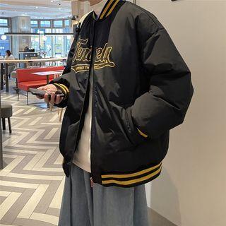 Lettering Padded Zip Baseball Jacket