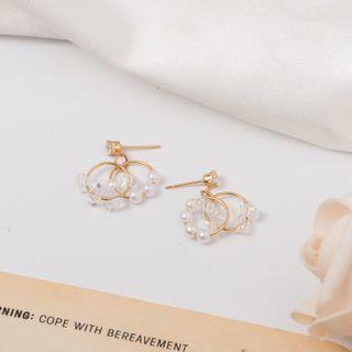 Faux Pearl Beaded Drop Earring 1 Pair - Stud Earrings - Gold - One Size