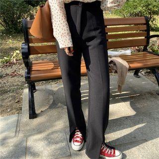 Slit-front Slim-cut Pants