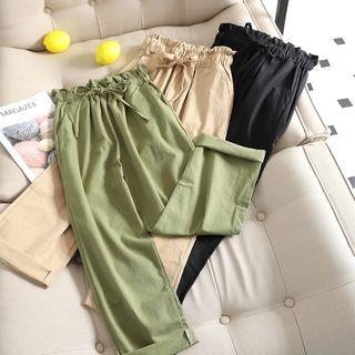 High-waist Drawstring Straight Cut Pants
