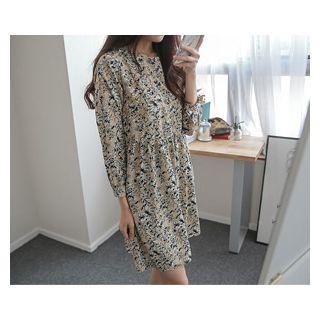 Back-button Floral Pattern Dress