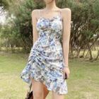 Tie-dyed Ruched Front Spaghetti Strap Dress