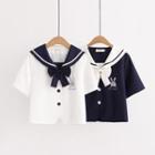 Set: Short-sleeve Sailor Shirt + Bow Tie