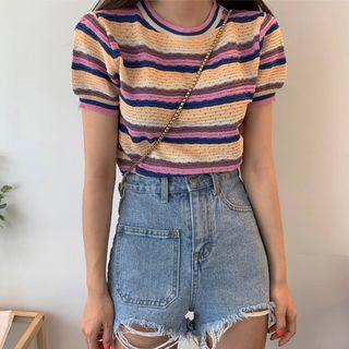 Pinstriped Crewneck T-shirt Stripe - One Size