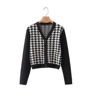 Houndstooth Panel Cardigan Black & White - S