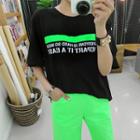 Tall Size Letter Print Boxy Cotton T-shirt