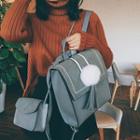 Set: Square Faux-leather Backpack + Shoulder Bag