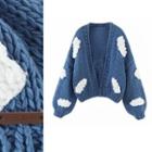 Cloud Jacquard Knit Cardigan Airy Blue - One Size