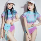 Set: Printed Short Sleeve Cropped T-shirt + Hot Pants