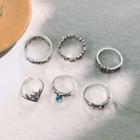 Set Of 13: Alloy Ring (various Designs) Silver - One Size
