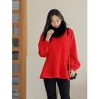 Plus Size Bishop-sleeve Peplum Sweatshirt