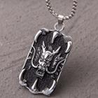 Embossed Dragon / Ox Pendant Stainless Steel Necklace
