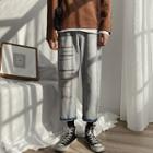 Letter Embroidered Straight-fit Jeans