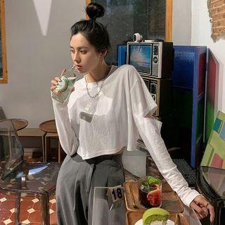 Cut-out Cropped Long-sleeve T-shirt