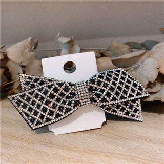 Knot Rhinestone Hair Clip Black & White - One Size