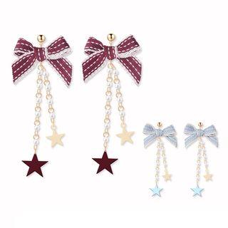 Bow & Star Fringed Earring