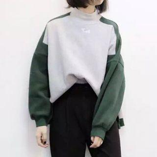 Color Block Mock Neck Sweatshirt