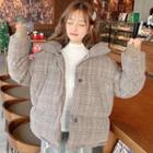 Plaid Button Padded Jacket