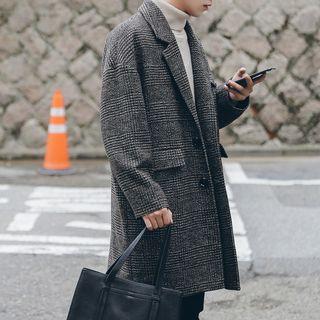 Houndstooth Lapel Trench Coat