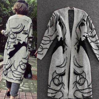 Cartoon Face Long Cardigan