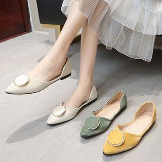 Faux Leather Medallion Dorsay Flats