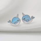Dolphin Stud Earring 1 Pair - Blue - One Size