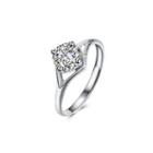 925 Sterling Silver Simple And Fashion Cut Out Diamond Adjustable Ring With Cubic Zircon Silver - One Size