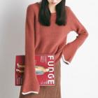 Bell-sleeve Round-neck Knit Top