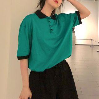 Elbow-sleeve Polo Shirt / Wide-leg Shorts