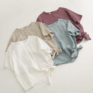 Short-sleeve Side-tie Blouse