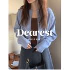 Round-neck Wool Blend Cropped Cardigan Blue - One Size