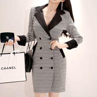 Print Double-breasted Coatdress