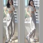 Short-sleeve Cropped T-shirt / Wide Leg Pants