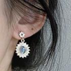 Rhinestone Dangle Earring 1623a - 1 Pair - Blue & Gold - One Size