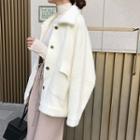 Plain Fleece Loose-fit Jacket White - One Size