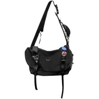 Applique Messenger Bag / Badge / Set With Badge - Black - One Size