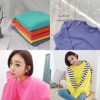 Tall Size Vivid-color Raglan-shoulder Sweatshirt